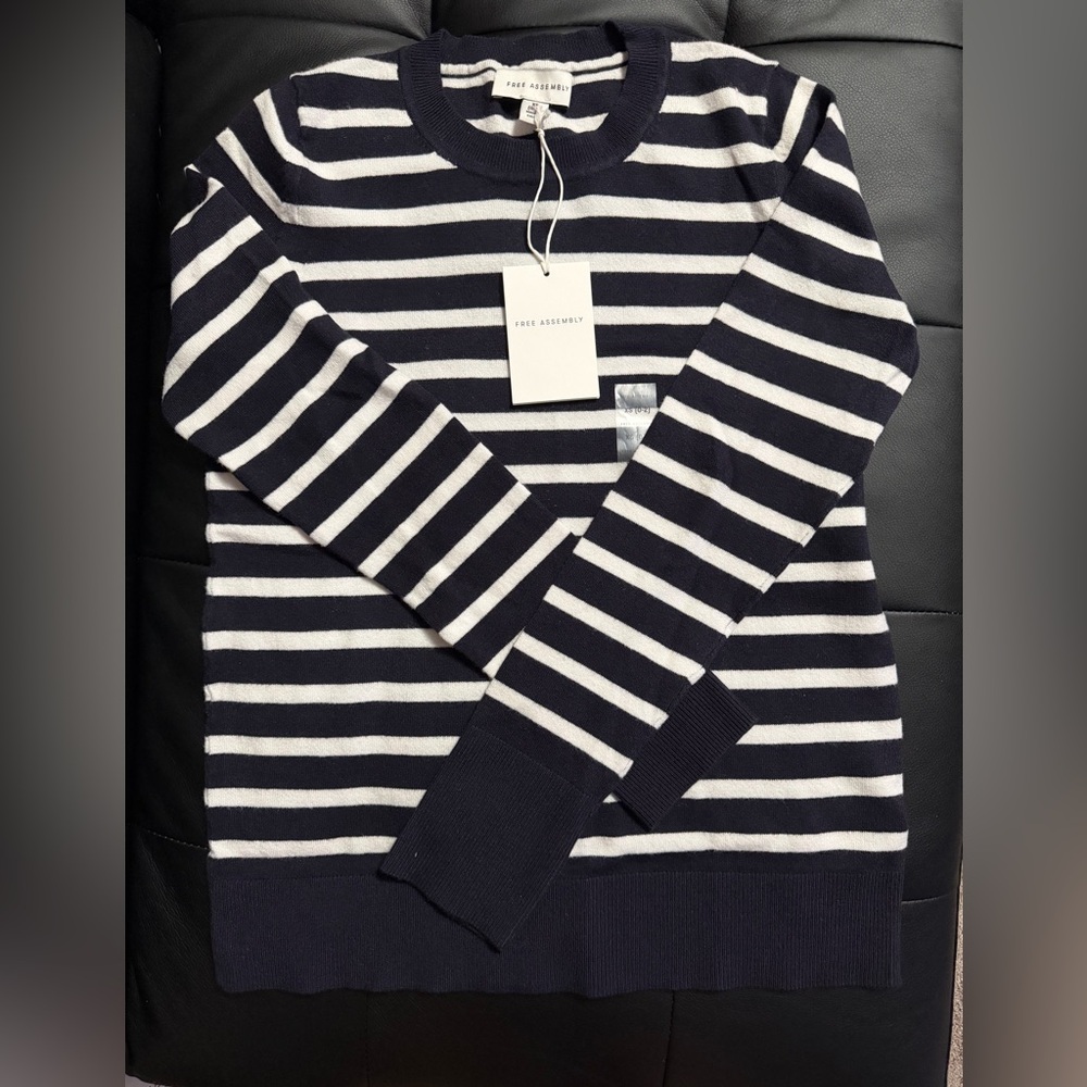 Womens Striped Navy and White Sweater
